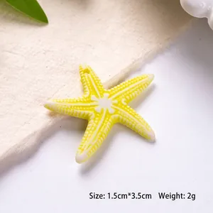 Macro shot of 1.5x3.5cm yellow acrylic starfish bead with detail for DIY jewelry making