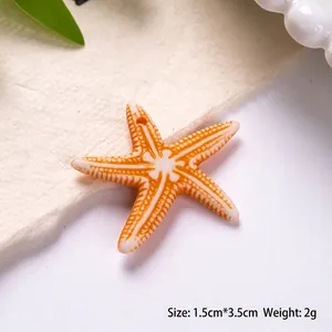 DIY acrylic starfish bead with orange white pattern for handmade jewelry 3.5cm