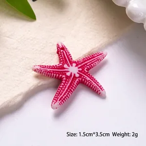 Detail of a 1.5x3.5cm rose red starfish bead for DIY bracelets and phone chains