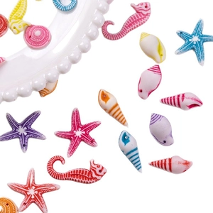 Colorful acrylic ocean charms with starfish and seahorse for DIY jewelry making