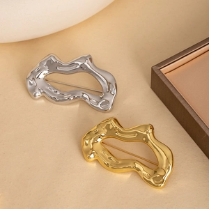 Broche Moderne en Métal de Lave Irrégulière Flux Liquide Épingles Géométriques Minimalistes Or Argent Alliage de Zinc Électroplaqué pour Femme