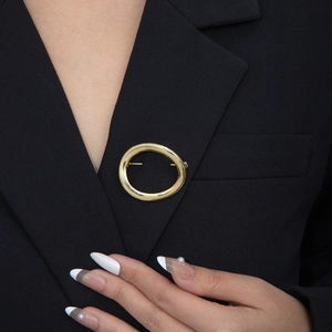 Broche Minimaliste en Alliage de Zinc Géométrique Creuse Cercle Irrégulier Pour Femmes Plaqué Or Argent Élégante Broche Bijoux