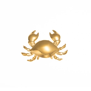 Elegant gold crab brooch with realistic metal textures and polished mirror finish