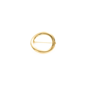 Broche géométrique minimaliste en or avec anneau irrégulier et finition polie