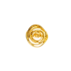 Abstract golden spiral rose ring with minimalist multi-layer swirl and polished finish