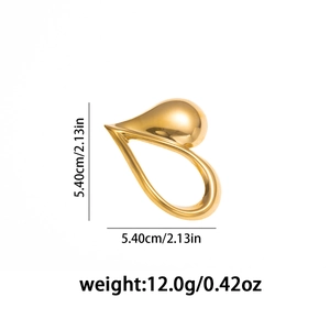 Detailed view of polished heart brooch dimensions 5.40cm and 12.0g weight specification