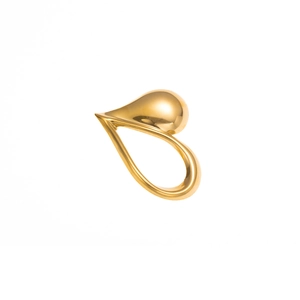 Polished gold minimalist hollow heart brooch with modern artistic geometric design