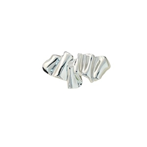 Elegant silver metal angel brooch with modern folded pleat design and polished finish