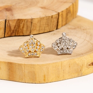Squisita Spilla a Corona in Lega con Strass Incastonati Placcata Oro Argento per Abito Camicia Spilla da Bavero Donna Uomo Gioielli