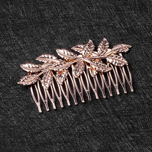 Vintage Gold Metal Leaf Hair Comb Elegant Botanical Wedding Party Headpiece Women Jewelry Decorative Hair Accessories