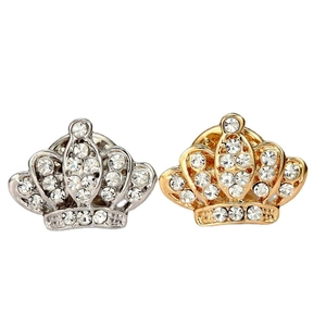 Spille a corona scintillanti argento e oro con strass di cristallo per abiti da uomo