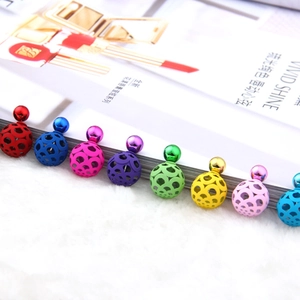 Minimalist double-sided hollow ball stud earrings in various vibrant spray-painted colors