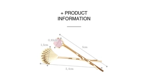 Dimensions détaillées des pinces à cheveux dorées avec coquillage et strass pour femmes