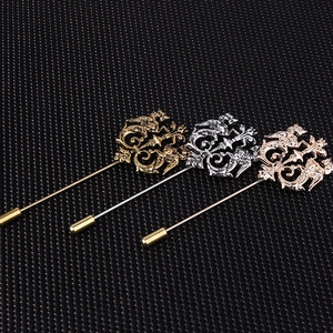 Retro double lion pins in gold, silver, and rose gold for suits and shirts