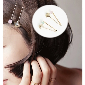 Ensemble de Pinces à Cheveux Coquille en Alliage de Strass de Style Coréen Douces Épingles à Cheveux Rose Menthe pour Femmes