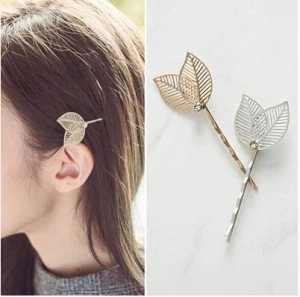 Pince à Cheveux en Alliage de Feuille Style Coréen Élégante Épingle à Cheveux en Strass pour Femme Accessoire de Cheveux Feuille Or Argent