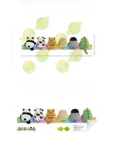 Detailed PVC wall sticker layout showing six cute cartoon animals in a 50x15cm single sheet