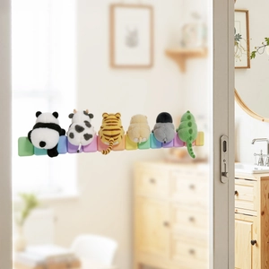 Removable plush animal magnetic wall stickers set with panda cow and penguin design