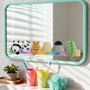 Set of cute 3D cartoon animal felt wall stickers for bathroom mirrors and monitors
