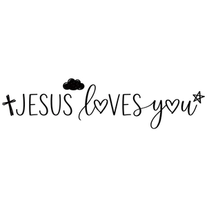 Adesivo murale minimalista Jesus Loves You con motivi a cuore e croce fatti a mano
