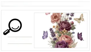 Dettaglio degli adesivi murali vintage con farfalle viola e fiori di rosa
