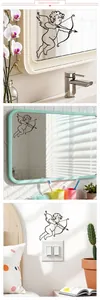 Cupid arrow wall stickers in black, showing mirror and switch decoration scenes