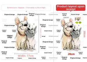 Detail showing cartoon dog wall stickers layout size 20x30cm and finished size 17x29cm