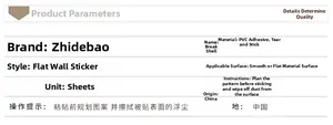 Detailed product specifications table for Easter egg rabbit PVC adhesive wall stickers