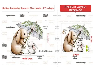 Size chart for cute rabbit wall stickers showing 27x27cm dimensions for home decor