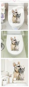 Detail of waterproof cartoon French Bulldog wall stickers for toilet lid and home decor