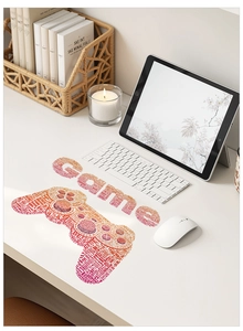 Detail of creative game controller wall sticker with red gradient typography for game rooms