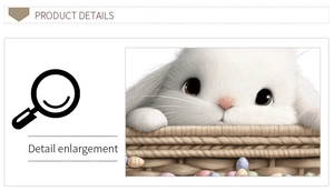 Detailed close-up showing the high-quality print of a cute Easter bunny in a basket