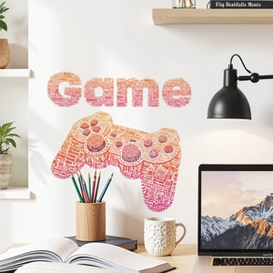Word Cloud Game Controller Wall Sticker Removable PVC Gradient Typography Decal For Gaming Room Study Wall Decoration