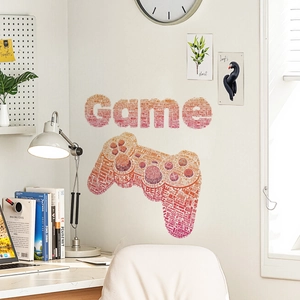 Gradient color game controller wall sticker for modern gaming room and bedroom decor