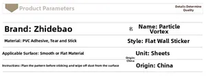 Tableau de spécifications détaillées pour stickers muraux gamer en matériau PVC de qualité