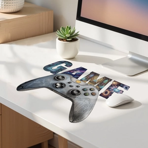 Sticker mural pour gamer avec texte GAME et manette pour déco de salle de jeux