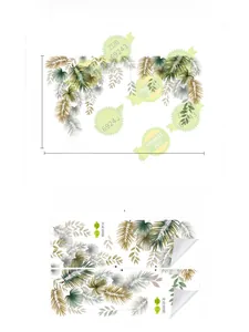 Detail of 2-piece tropical palm leaves wall stickers in PVC measuring 110x64cm
