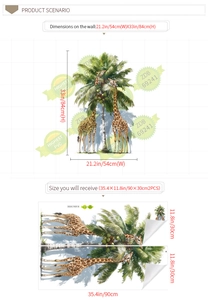 Detailed view of PVC wall stickers featuring giraffe and palm tree for home decor