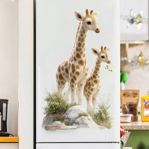 Adorable giraffe mother and baby UV printed wall decal for home glass window decor