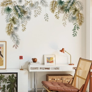 Tropical monstera leaf wall decal set for minimalist living room and bedroom home decor