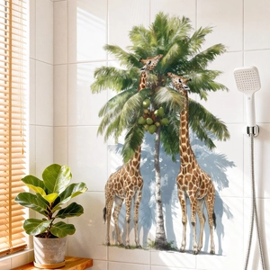 Large giraffe and palm tree wall sticker for nursery bedroom wall decor set