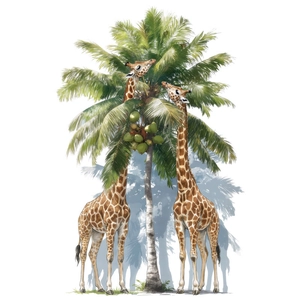 Giraffe and palm tree wall sticker for kids room background wall decoration