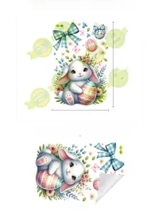 Easter wall sticker detail showing cartoon bunny with egg and size specs 30x20cm
