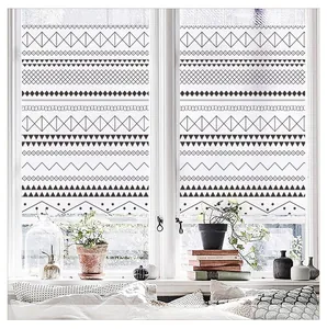 Detail of frosted glass film with Moroccan geometric patterns for window privacy