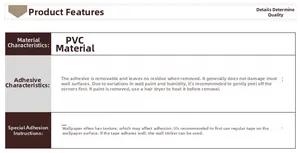 Detail guide of PVC wall sticker with removable adhesive properties and usage instructions