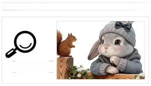 Detail showing high-quality UV rabbit wall sticker print with cute squirrel and winter scene