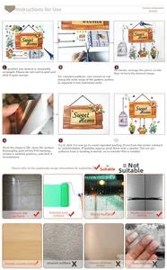 Detailed guide showing PVC wall sticker application steps and suitable surface types