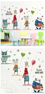 Detail von süßen Träume Wandaufklebern für Kinderzimmer mit Giraffe und Panda-Motiven
