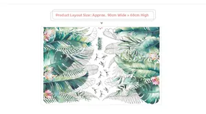 Detailed layout showing tropical palm leaf and monstera wall stickers, size 90x60cm