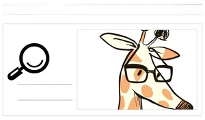 Nahaufnahme minimalistischer Giraffen-Wandsticker mit Brille und orangen Punkten
